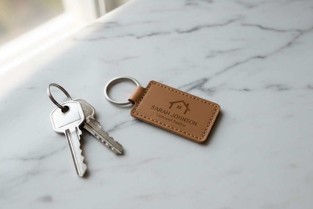 Custom Leather Rectangle Keychain – Pack of 6