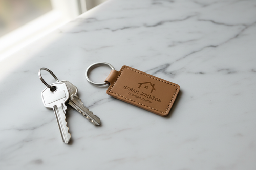 Custom Leather Rectangle Keychain – Pack of 6