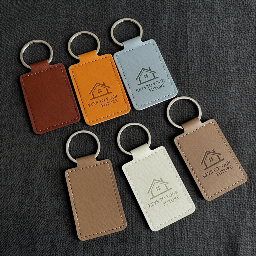 Custom Leather Rectangle Keychain – Pack of 6
